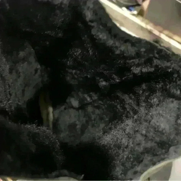 Jimmy Choo Boots Shearling Riding Black Gold Buckle Hardware Womens 7 EURO 37.5​ - Picture 15 of 16